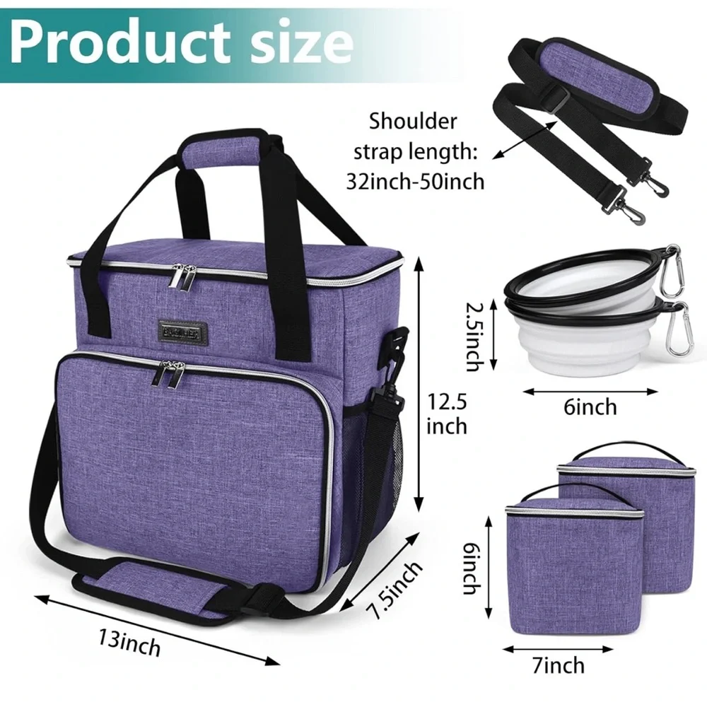 Baglher Dog Travel Bag Pet Bag Purple Black